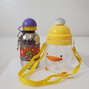 Children Water Bottle Bundle | PiYoPiYo One Push Up | Stainless Steel Flowers